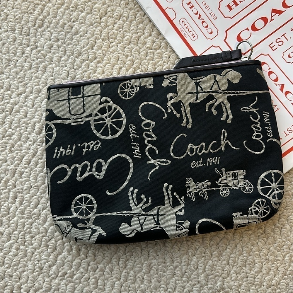 COACH Carriage Black Canvas Pouch & Gift Bag - Picture 3 of 7